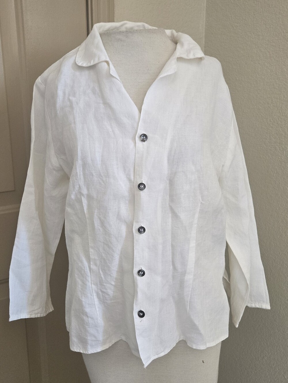 CP Shades Sausalito White Button Up Irish Linen Top S